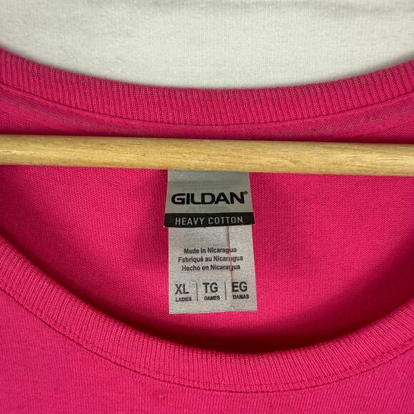 Womens Graphic Tee Like a Good Neighbor Stay Over There Short Sleeve Pink XL - Picture 3 of 6